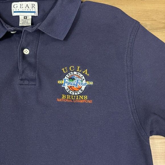 Vintage 95 Men's M UCLA Bruins Polo Blue Final Four Seattle Patch Basketball - Picture 2 of 5